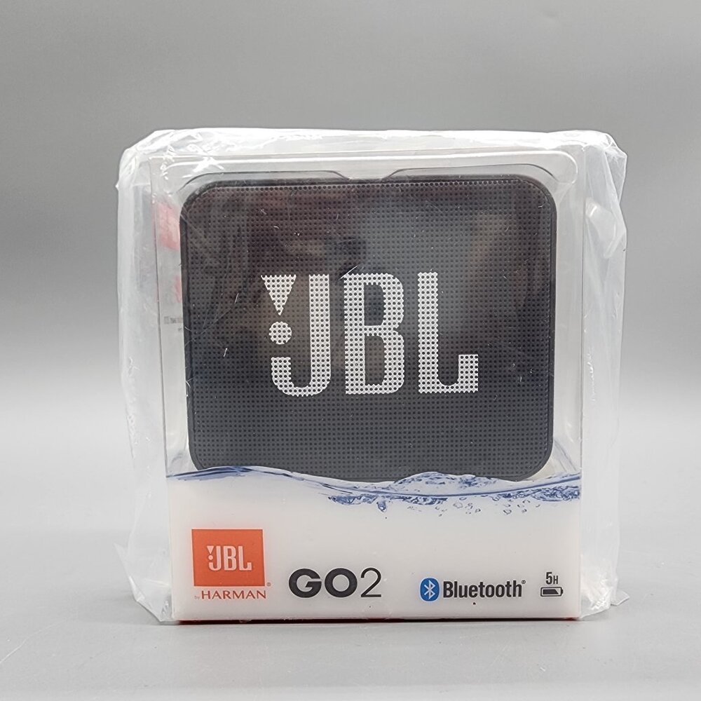 JBL GO 2 Waterproof Bluetooth Speaker Black New Sealed Portable 5hr Playtime